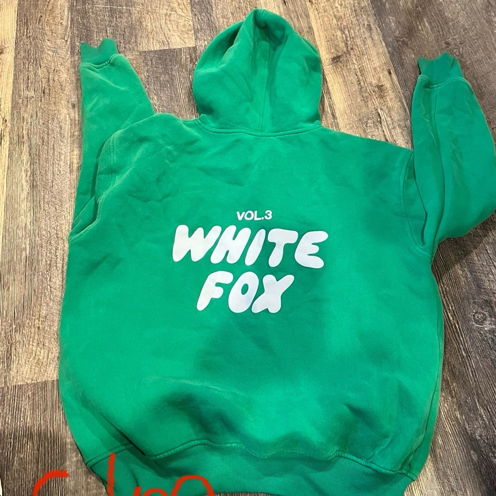 White Fox Green Hoodie